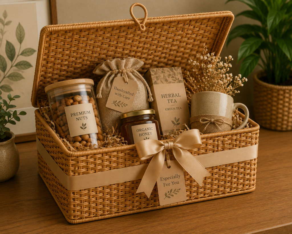 Premium Handwoven Kauna Grass Gift Hamper Basket || TGR15 || HSN-code: 46021990
