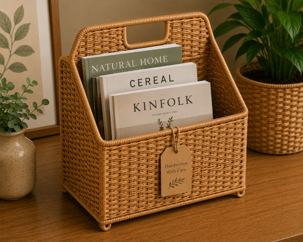 Premium Handwoven Kauna Grass Magazine Basket || TGR17 || HSN-code: 46021990