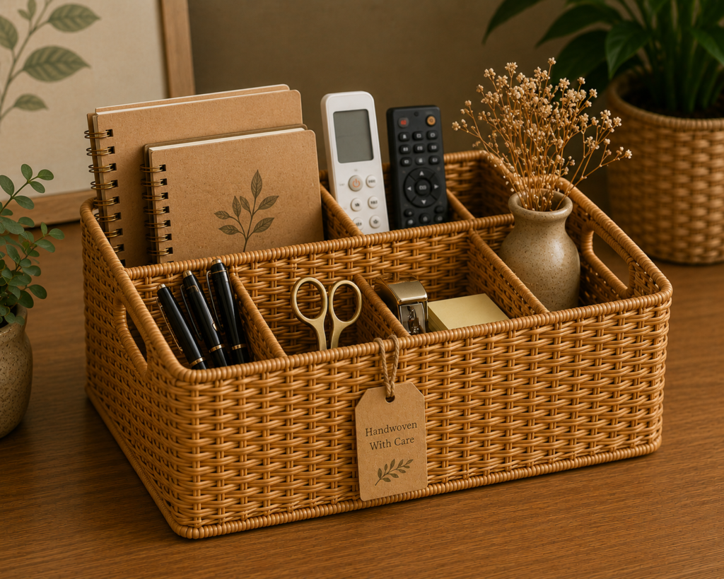 Premium Handwoven Kauna Grass Multipurpose Organizer Basket || TGR16 || HSN-code: 46021990