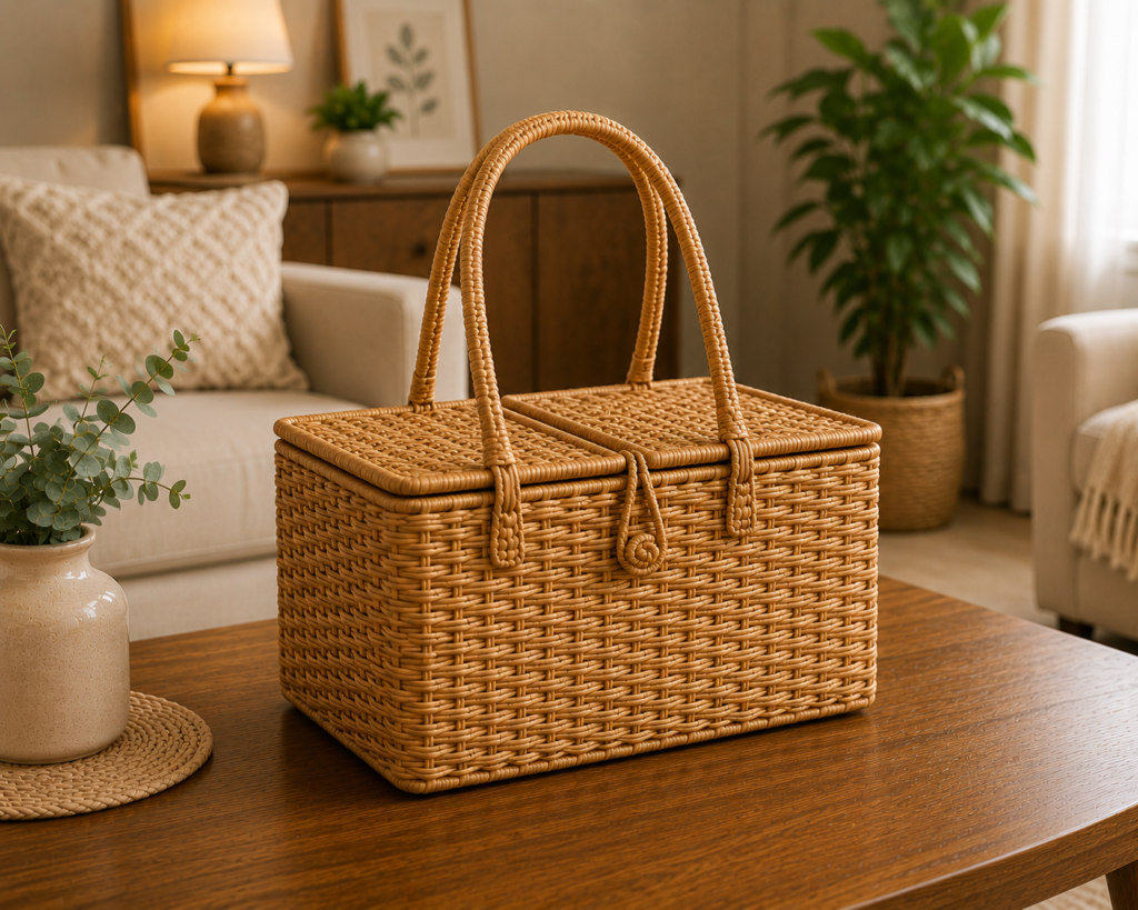 Premium Handwoven Kauna Grass Utility Storage Basket || TGR08 || HSN-code: 46021990