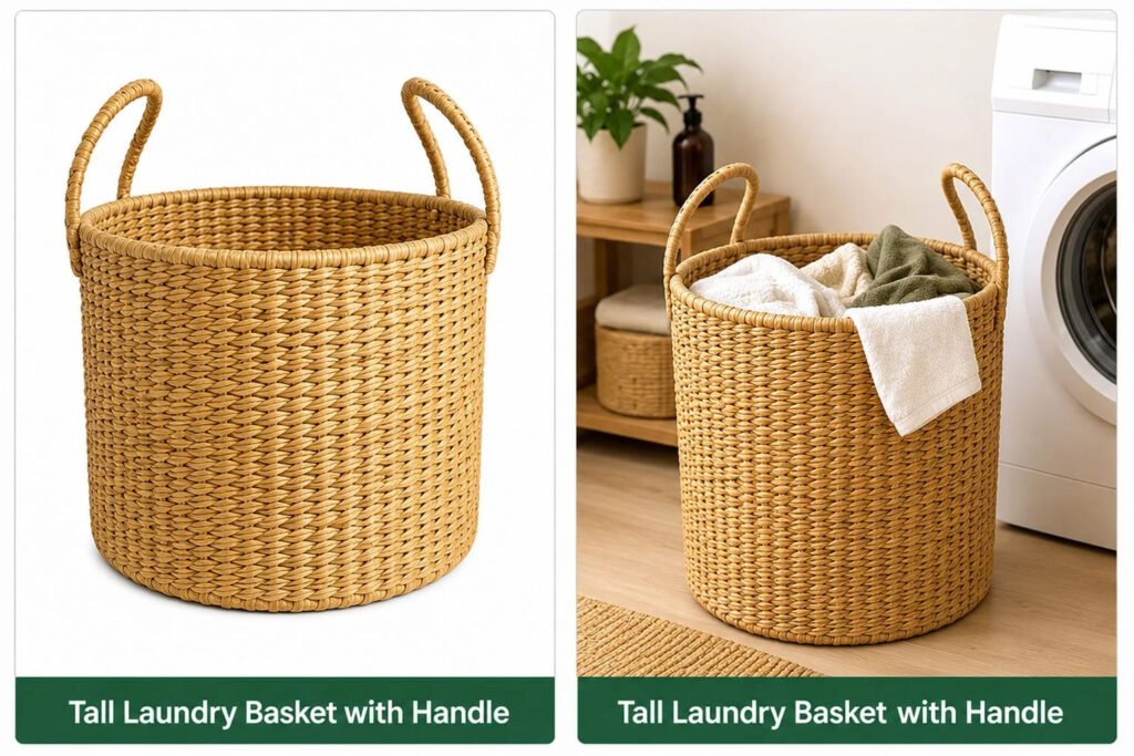Tall Laundry Basket with Handle || TGR15 || HSN-code: 46021990