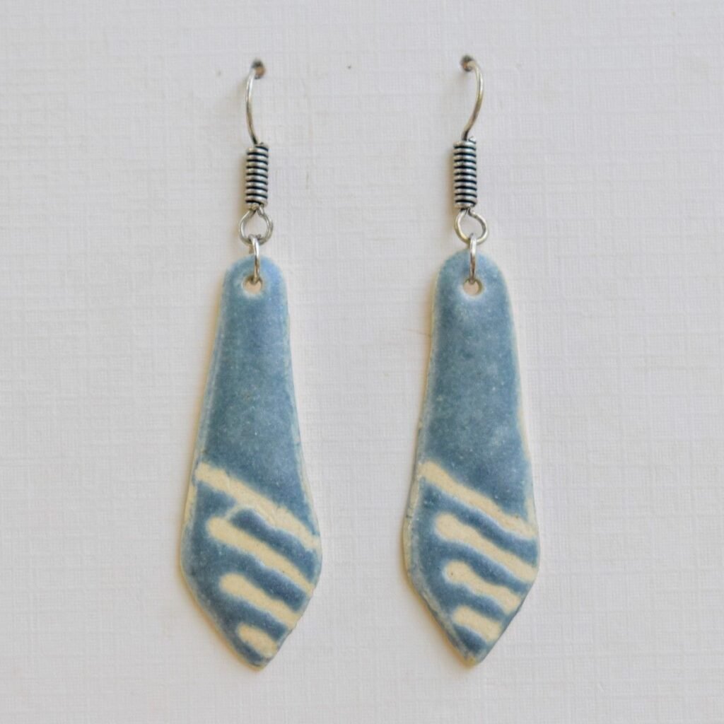 Blue Stripe Ceramic Earrings || TGCJ12